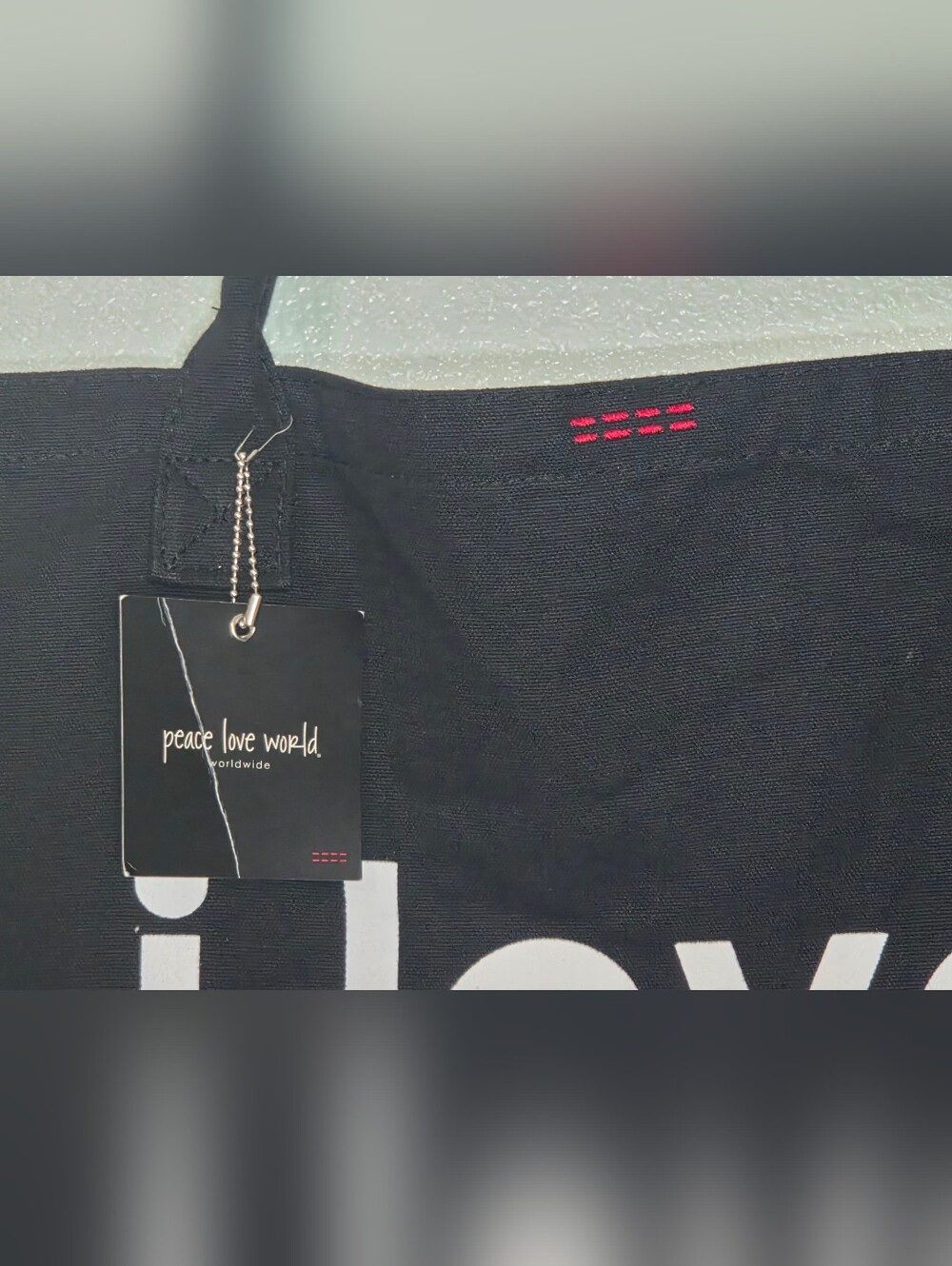 Peace Love World Black Canvas Tote with White 'I Love My Life' Print - Picture 5 of 9